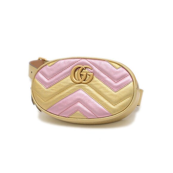 Gucci Handbags - GUCCI Pink Leather GG Marmont Fanny Pack